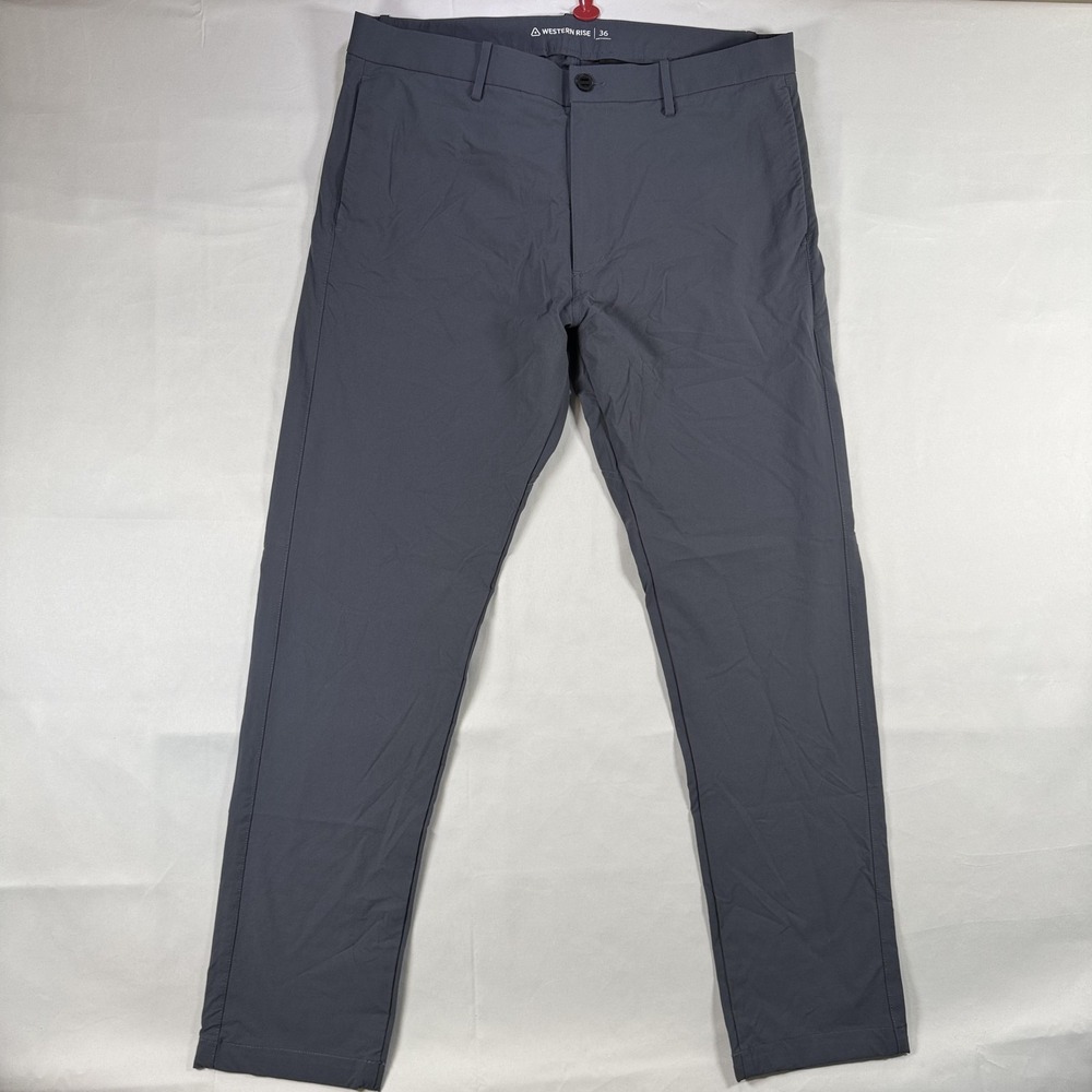 Western Rise Evolution Chino Pants Mens 36x32 Gray Stretch Travel Performance